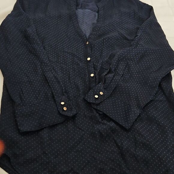 Zara Women's Casual Button-Down Shirt Long Sleeves Shirt Navy Blue Small - Picture 12 of 16